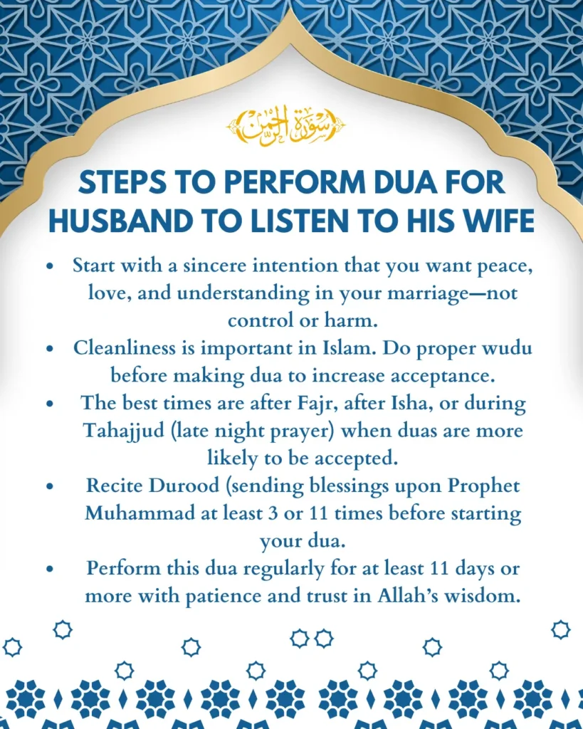 Steps to Perform Dua for Husband to Listen to His Wife