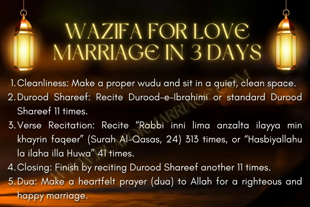 Wazifa for Love Marriage in 3 Days